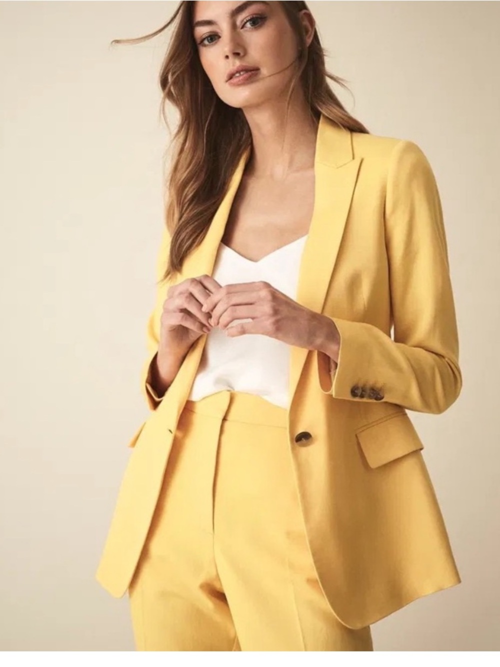 Reiss Yellow Tailored Single-Button Blazer